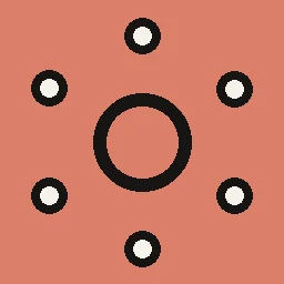 Two interlocking rings with a cut gemstone